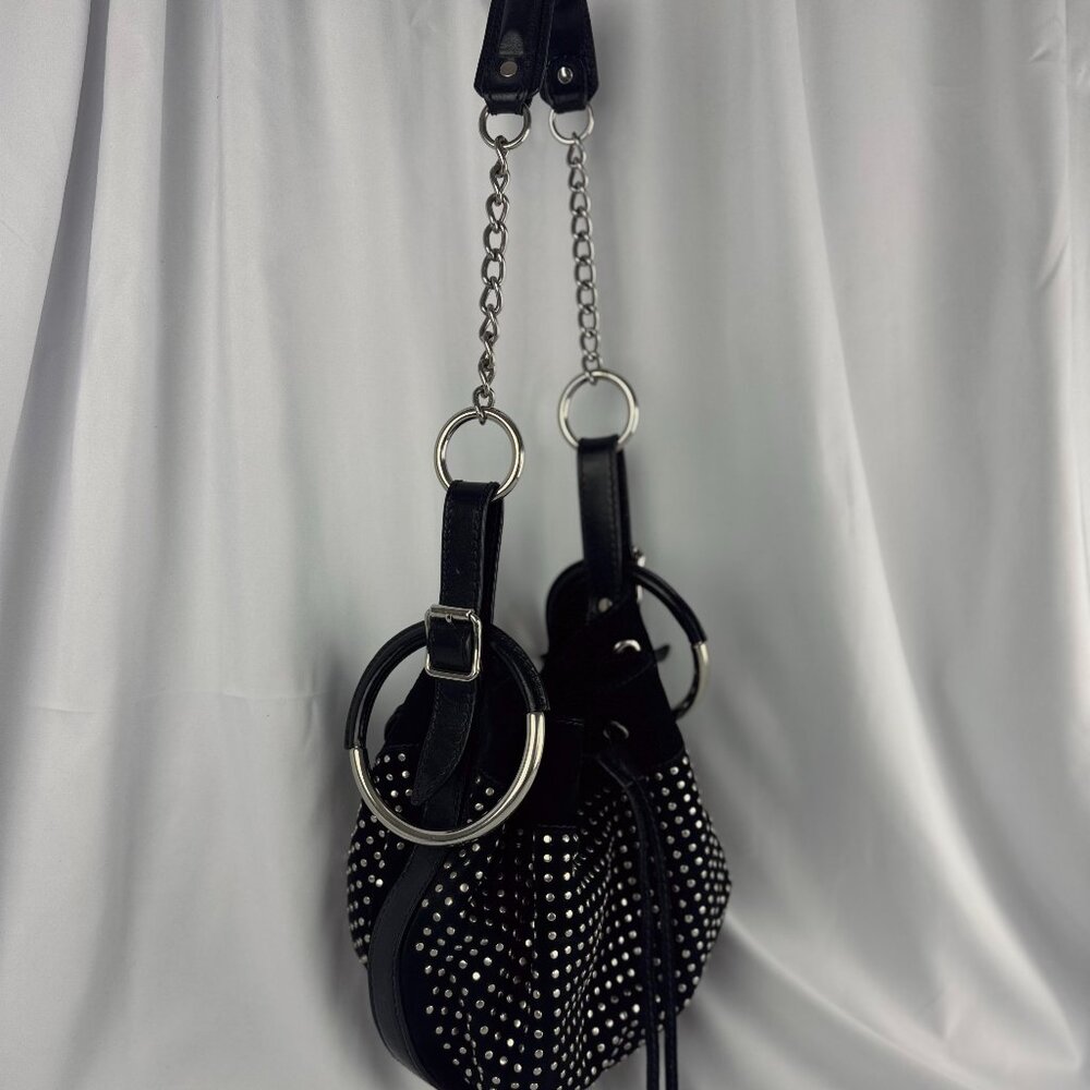 Alexander McQueen Black Suede Studded Bucket Bag